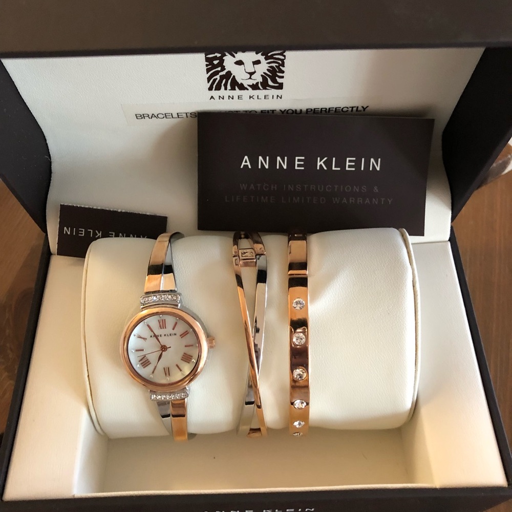 Anne Kline RoseGold&Silver Watch/Bracelets set NWT